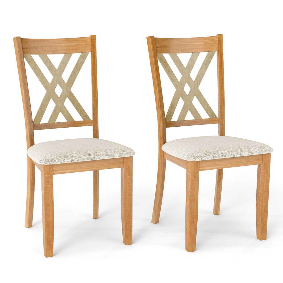 Linen Dining Chair Set of 2, Gray – Wooden Frame