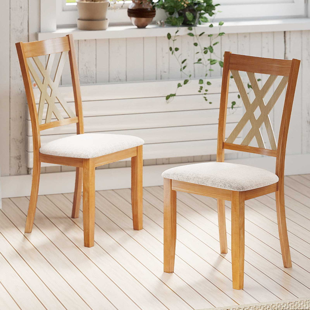 Linen Dining Chair Set of 2, Gray – Wooden Frame