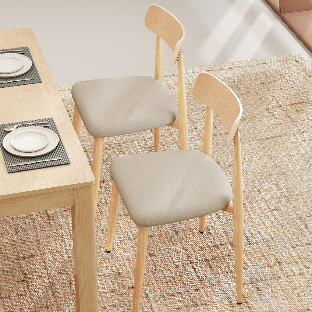 Linen Upholstered Dining Chair Set of 2 - Oak