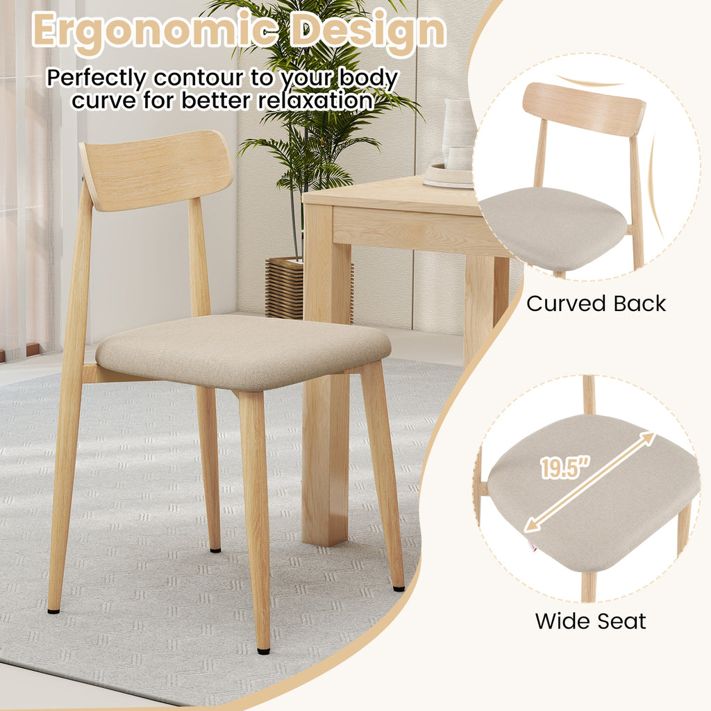 Linen Upholstered Dining Chair Set of 2 - Oak