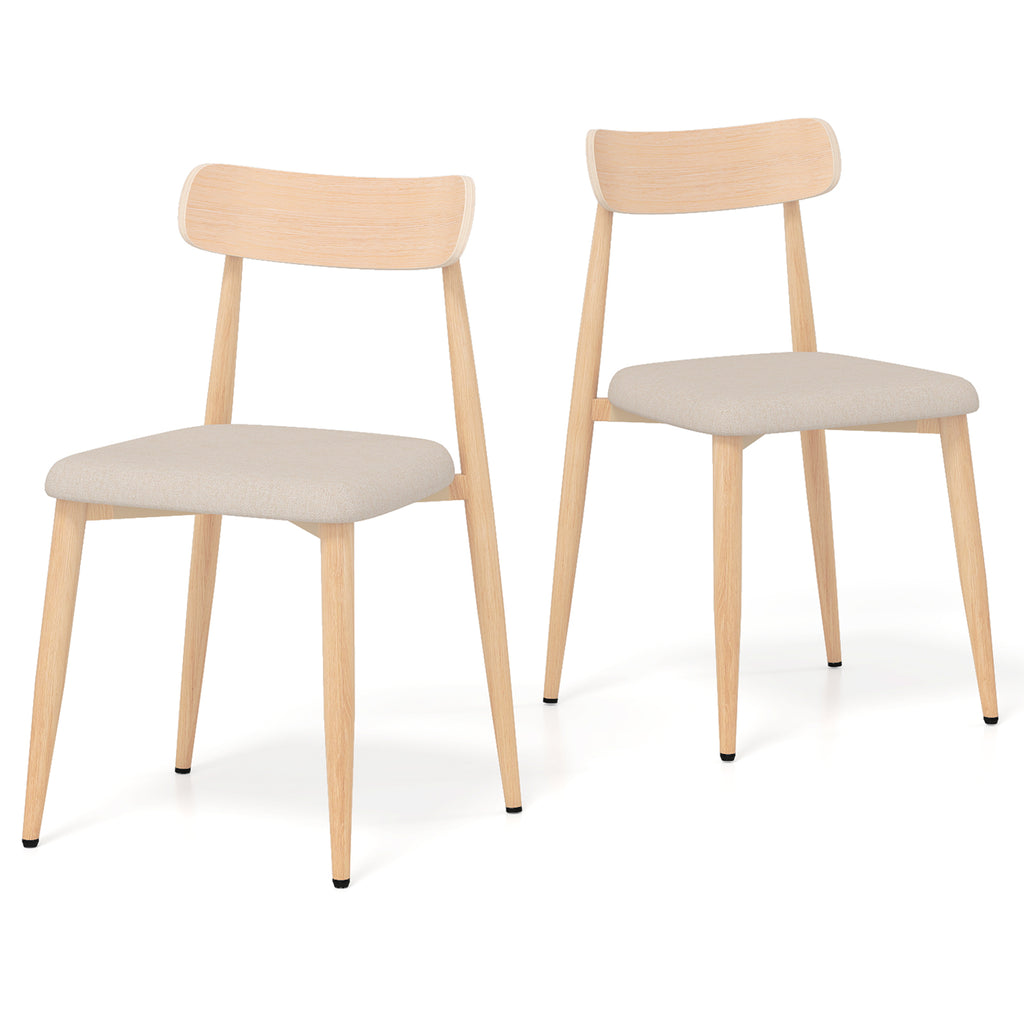 Linen Upholstered Dining Chair Set of 2 - Oak