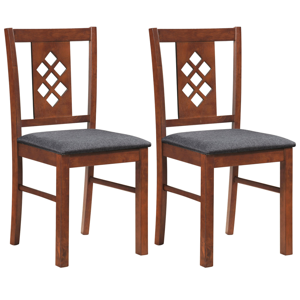 Linen Upholstered Dining Chairs with Wood Frame - Cherry, Set of 2