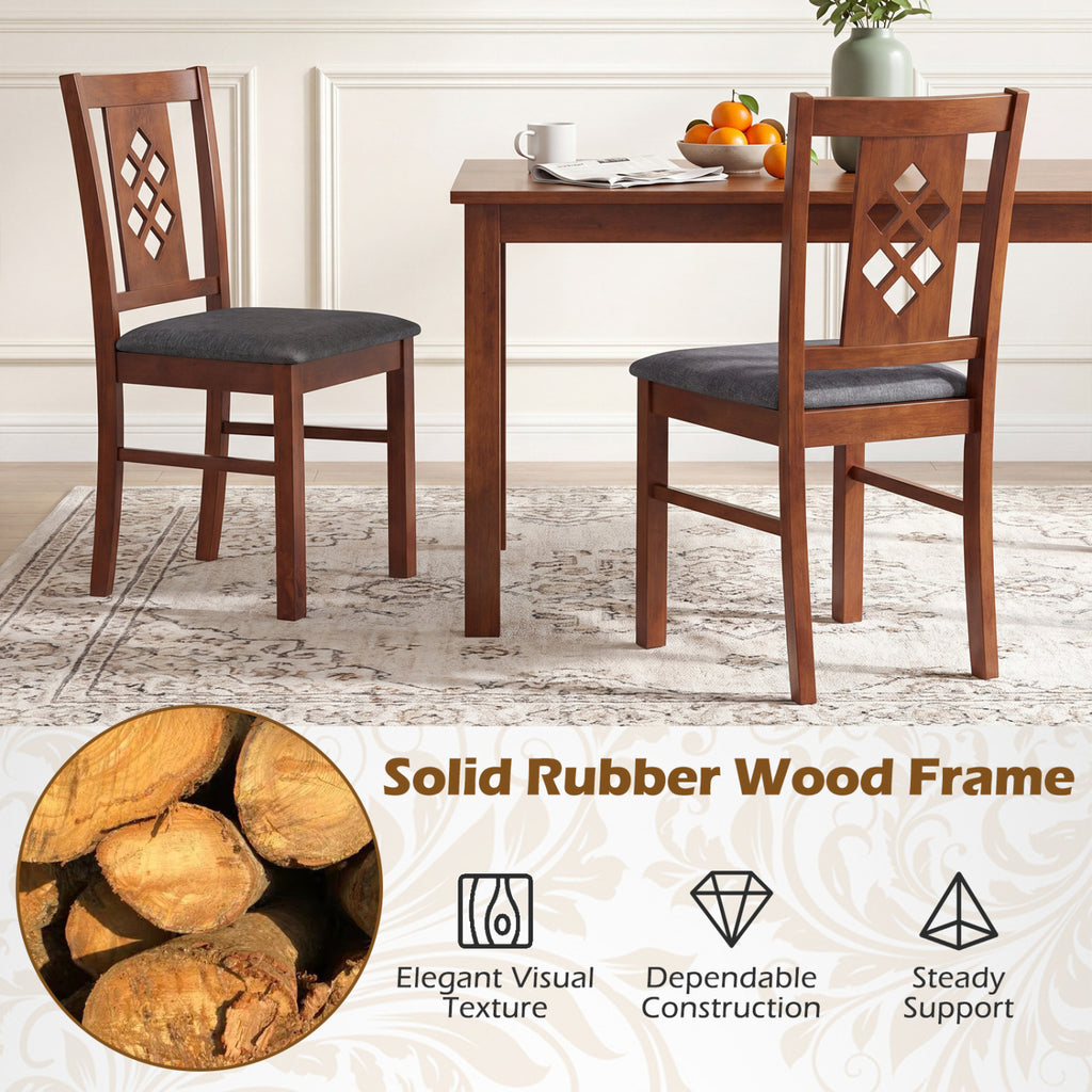 Linen Upholstered Dining Chairs with Wood Frame - Cherry, Set of 2