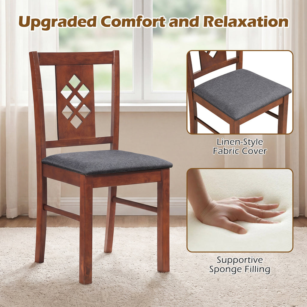 Linen Upholstered Dining Chairs with Wood Frame - Cherry, Set of 2