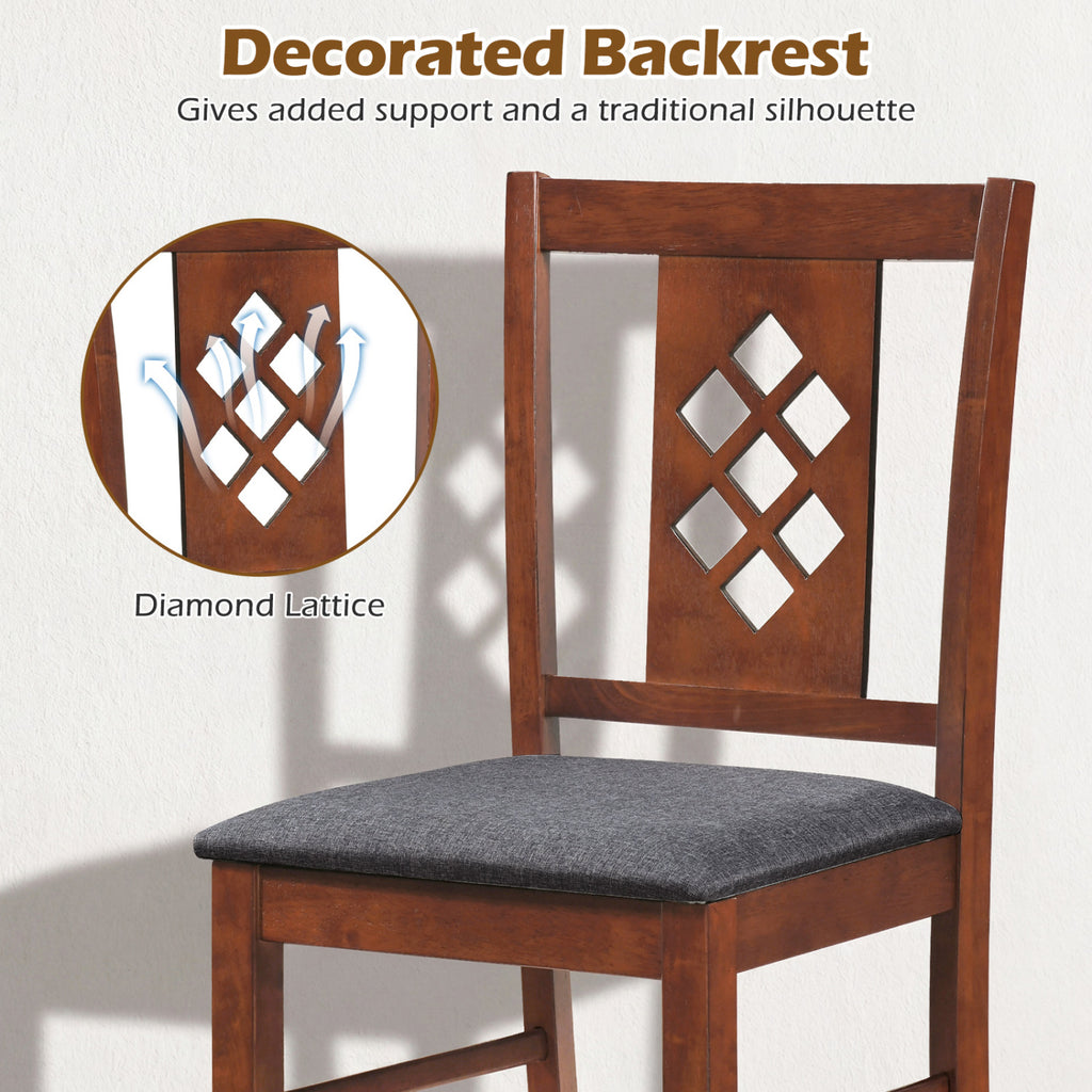 Linen Upholstered Dining Chairs with Wood Frame - Cherry, Set of 2