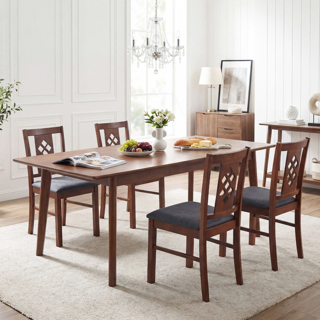 Linen Upholstered Dining Chairs with Wood Frames Set of 4 - Cherry