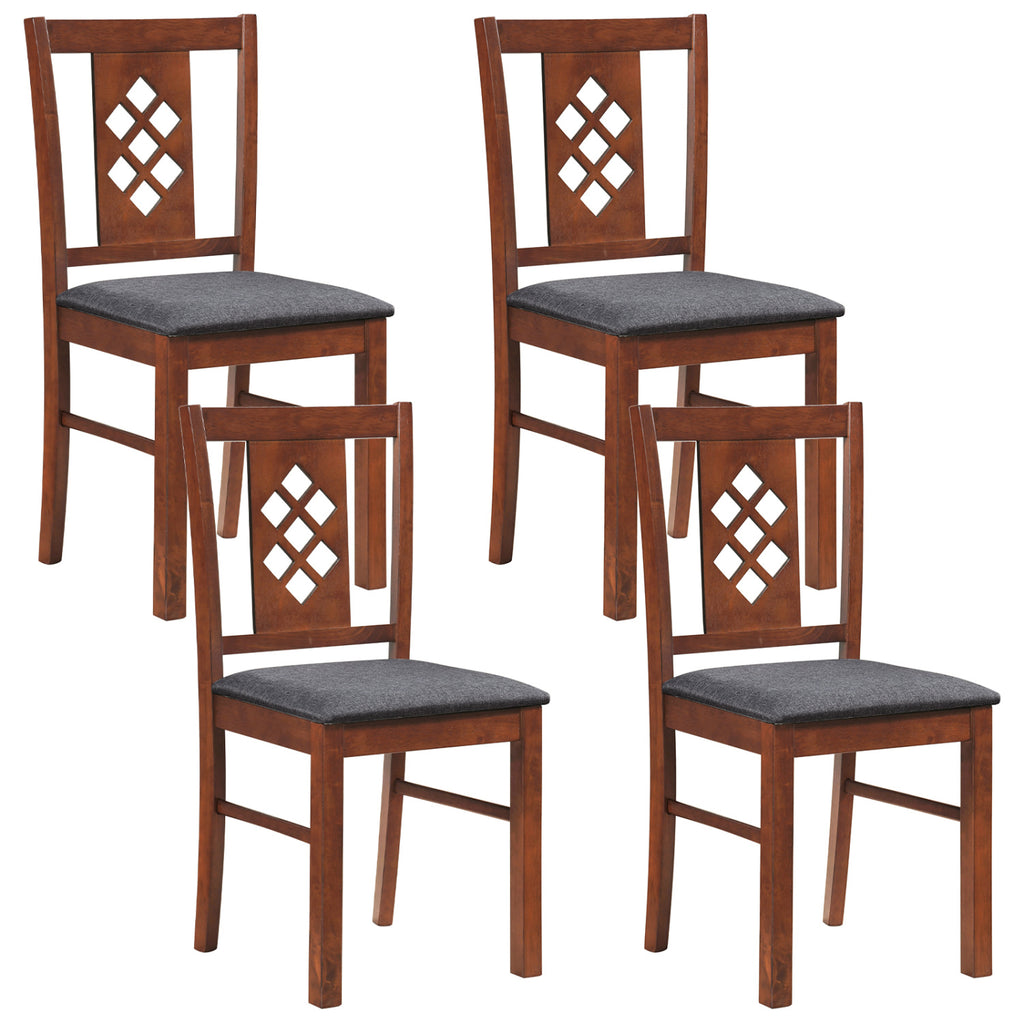 Linen Upholstered Dining Chairs with Wood Frames Set of 4 - Cherry