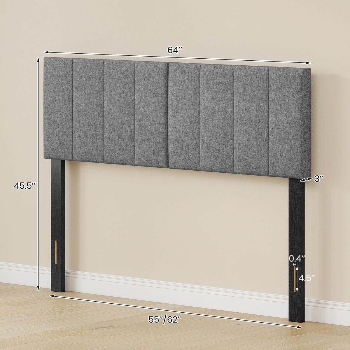 Linen Upholstered Headboard - Dark Gray, Style D