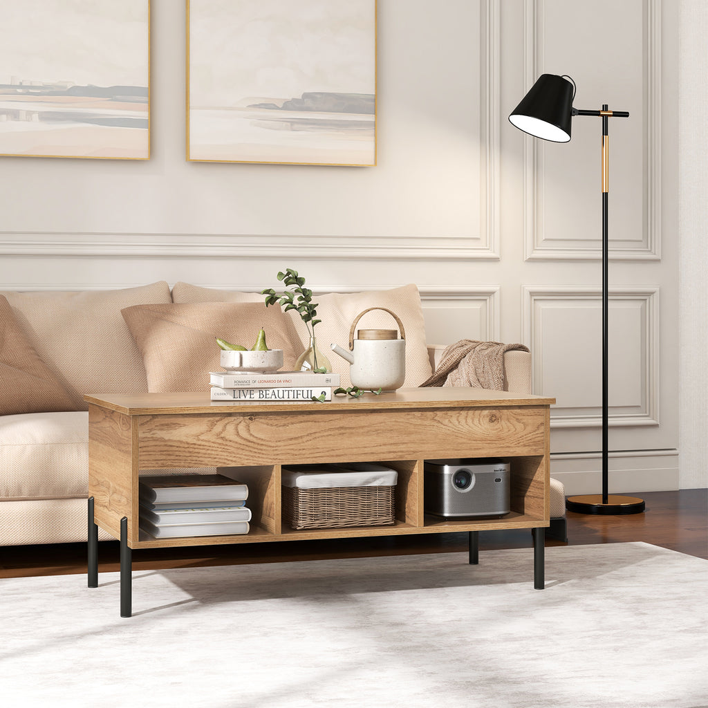 Lift-Top Coffee Table with Hidden Storage - Natural