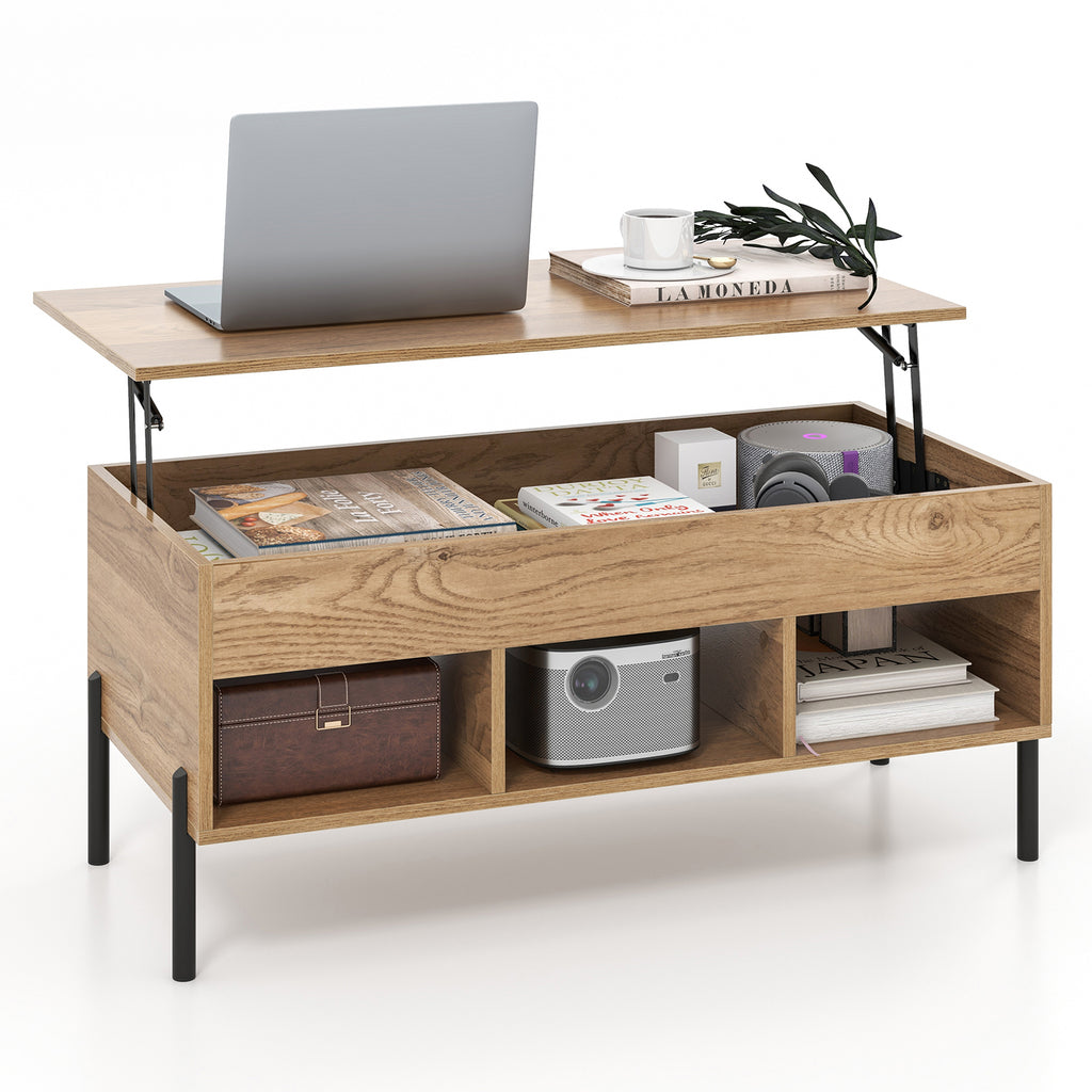 Lift-Top Coffee Table with Hidden Storage - Natural