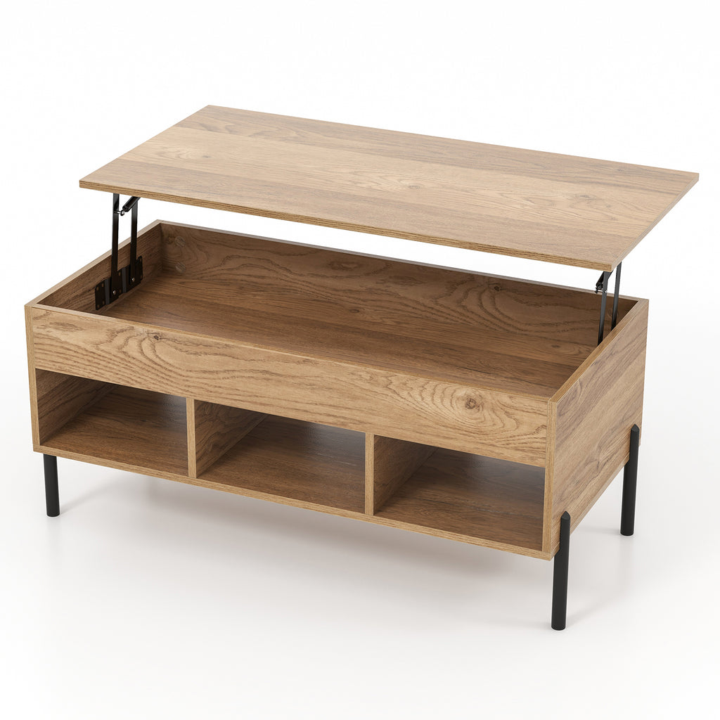 Lift-Top Coffee Table with Hidden Storage - Natural