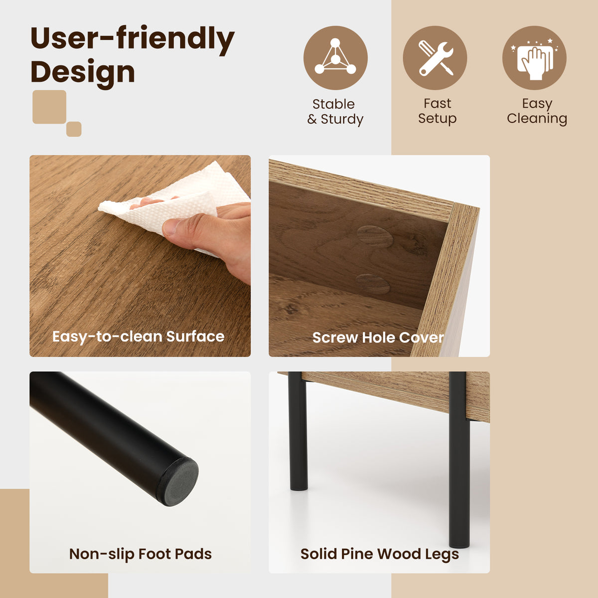 Lift-Top Coffee Table with Hidden Storage - Natural