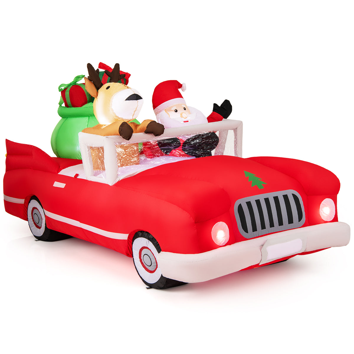 9Ft Christmas Inflatable Santa Driving Car with Gifts - Outdoor Holiday Decor