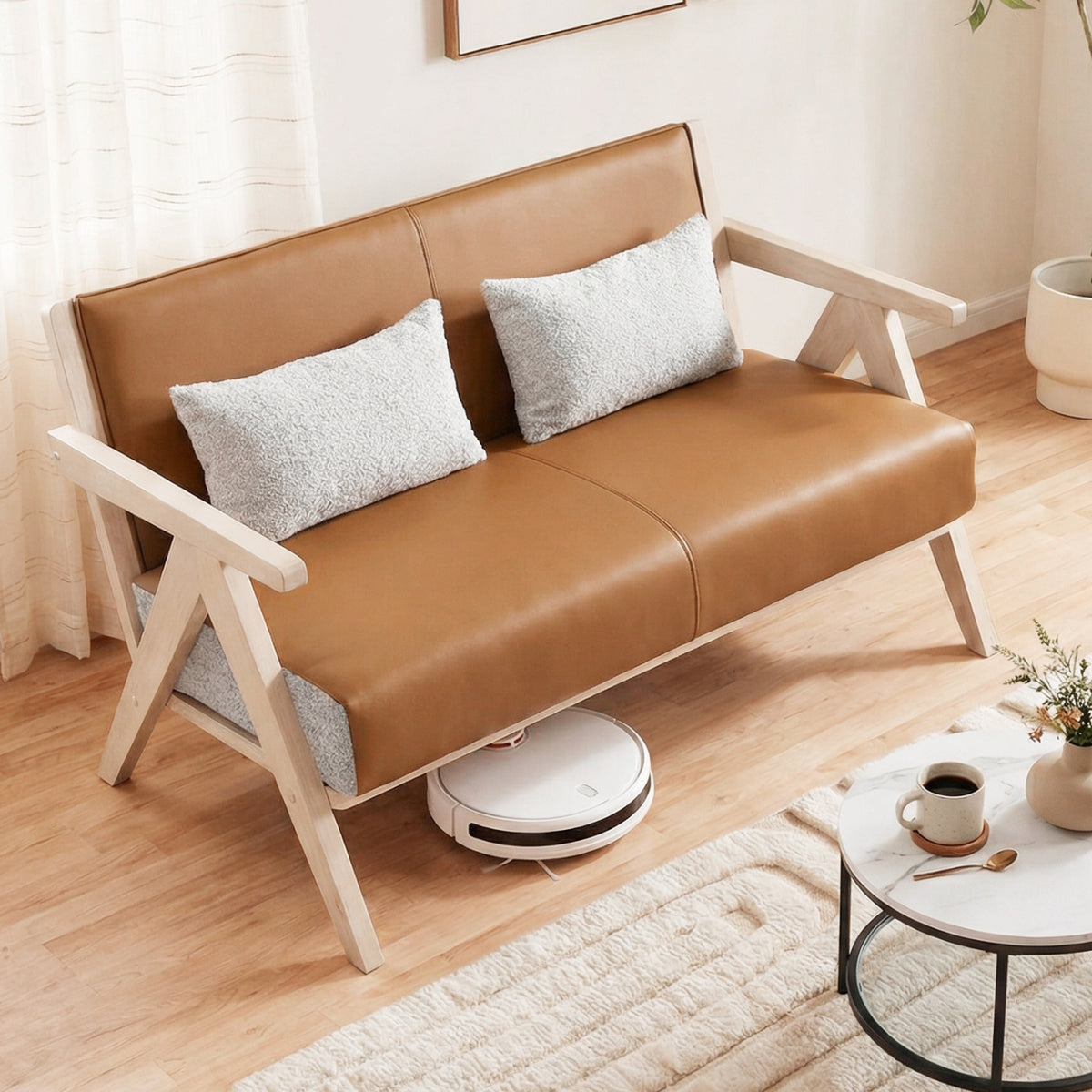 Loveseat Sofa for Small Spaces, Brown