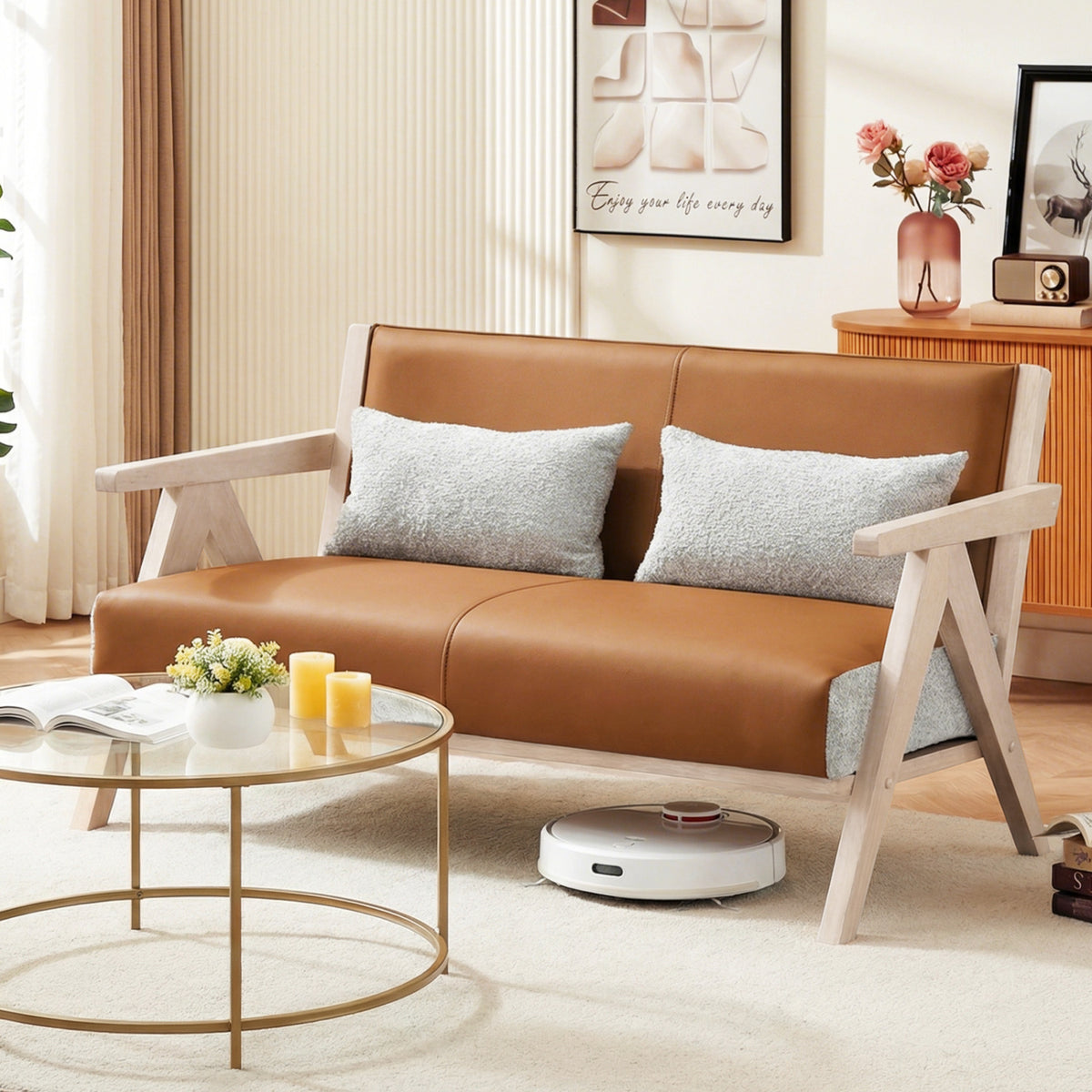Loveseat Sofa for Small Spaces, Brown