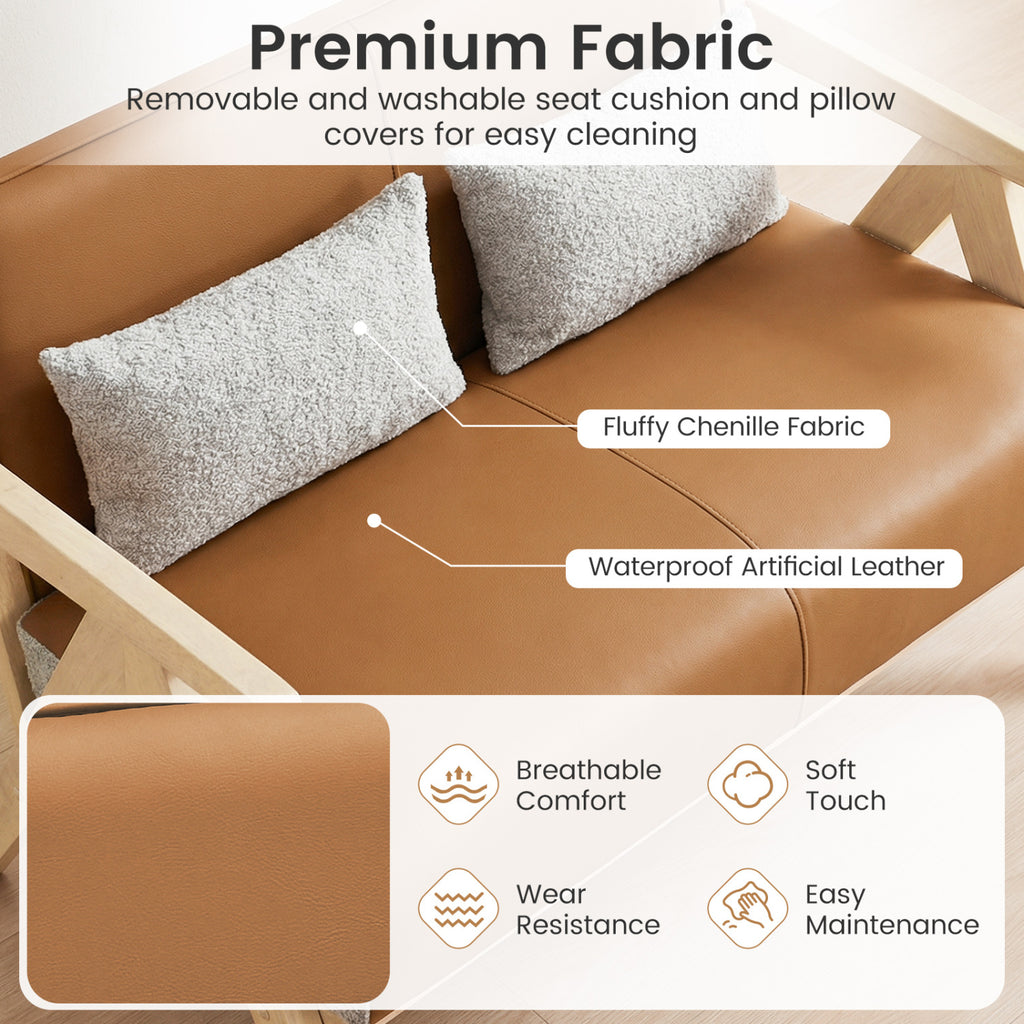 Loveseat Sofa for Small Spaces, Brown
