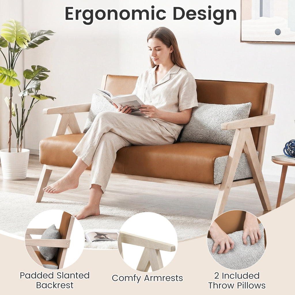 Loveseat Sofa for Small Spaces, Brown