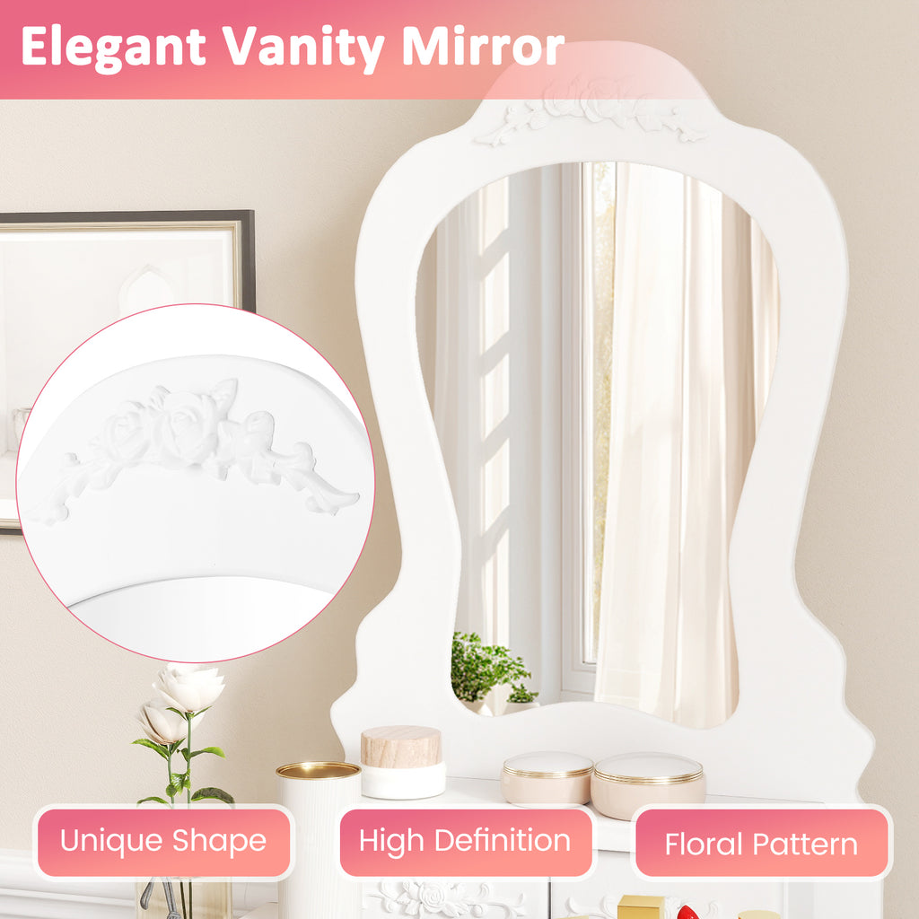 Makeup Dressing Table with Stool, 3 Drawers – White