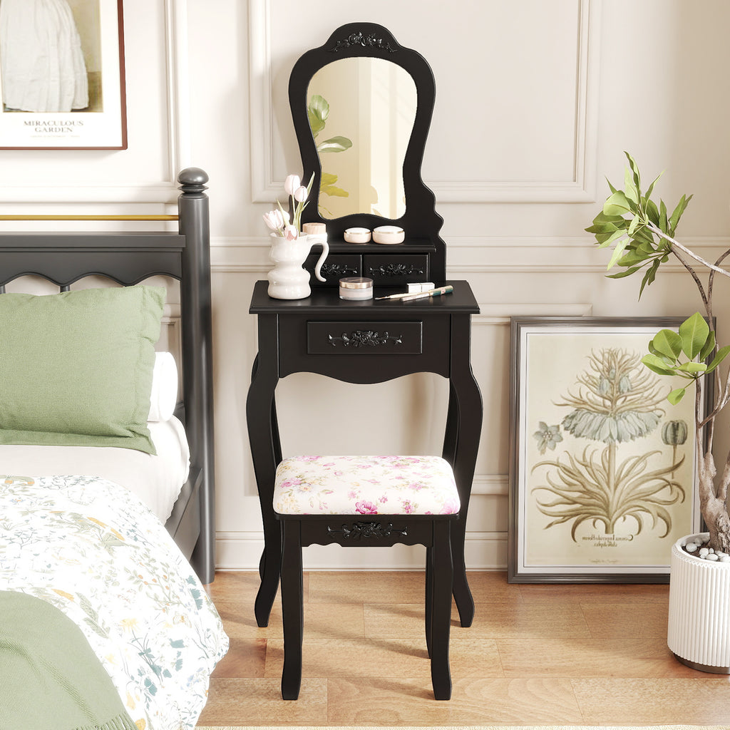 Makeup Dressing Table with Stool, 3 Drawers – White