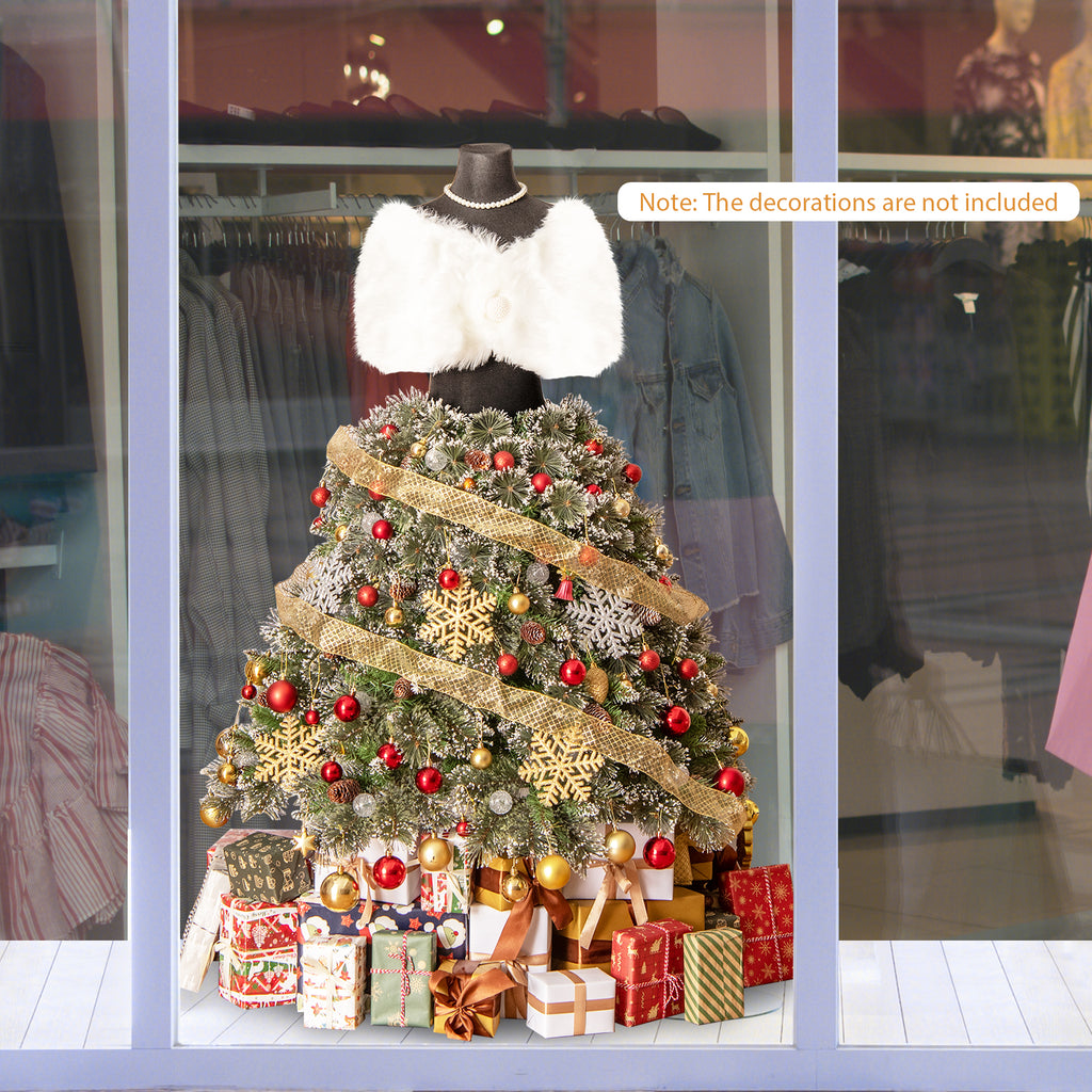 Artificial Christmas Tree with Necklace & Plush Shawl - 5 Ft Pre-lit Mannequin Xmas Tree with 465 Tips
