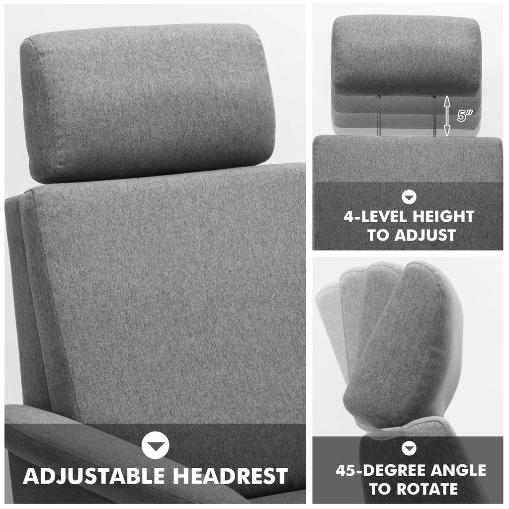 Gray Swivel Massage Recliner with Adjustable Headrest