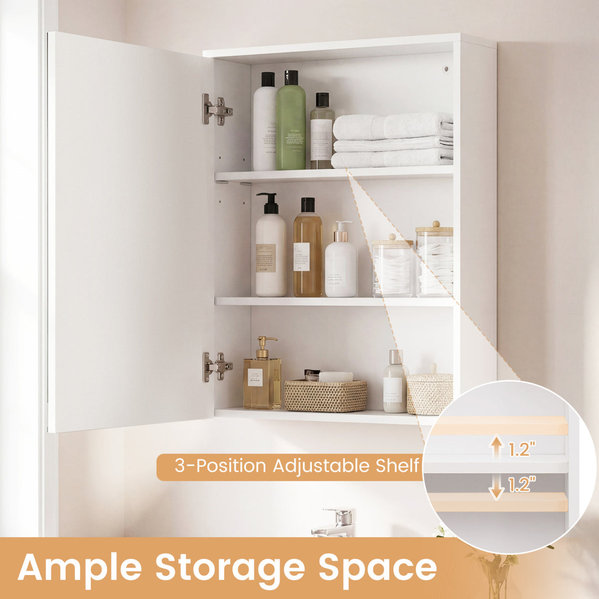Medicine Cabinet with Mirror and 3 Color LED Lights Recessed or Wall