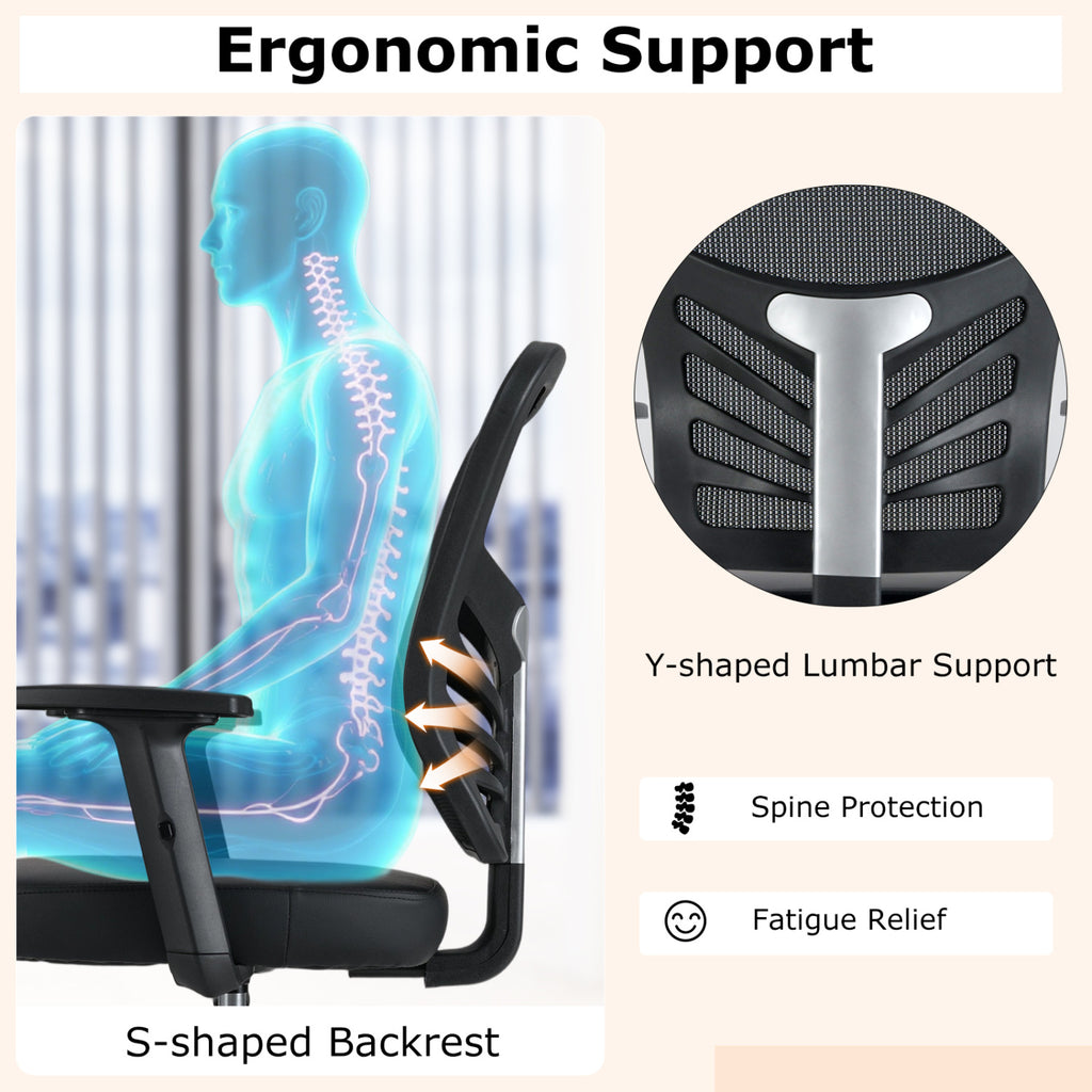 Mesh Drafting Chair Office with Adjustable Armrests and Foot-Ring