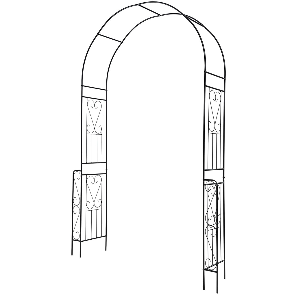 7.9 Feet Metal Garden Arch Backdrop Stand with Fence for Climbing