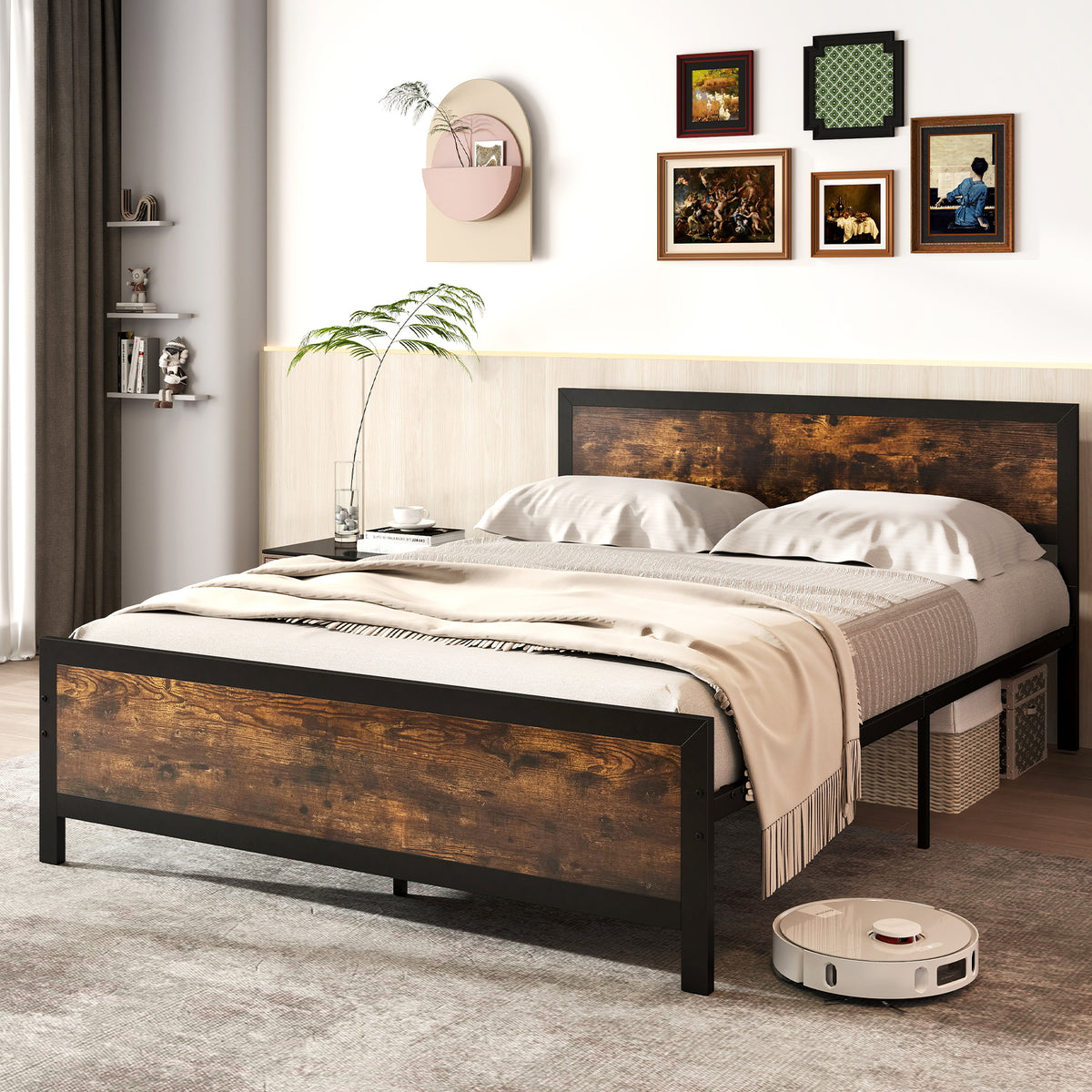 Metal Bed Frame with Headboard & Footboard – Queen, Style A