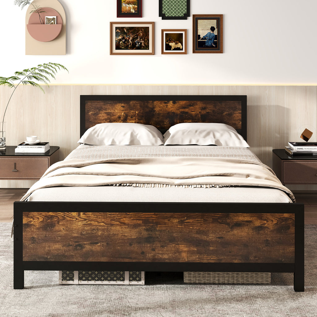 Metal Bed Frame with Headboard & Footboard – Queen, Style A