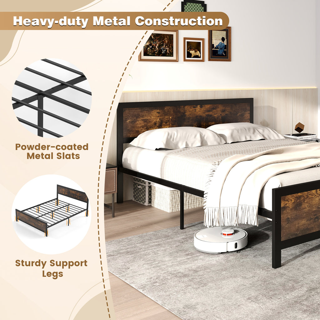 Metal Bed Frame with Headboard & Footboard – Queen, Style A