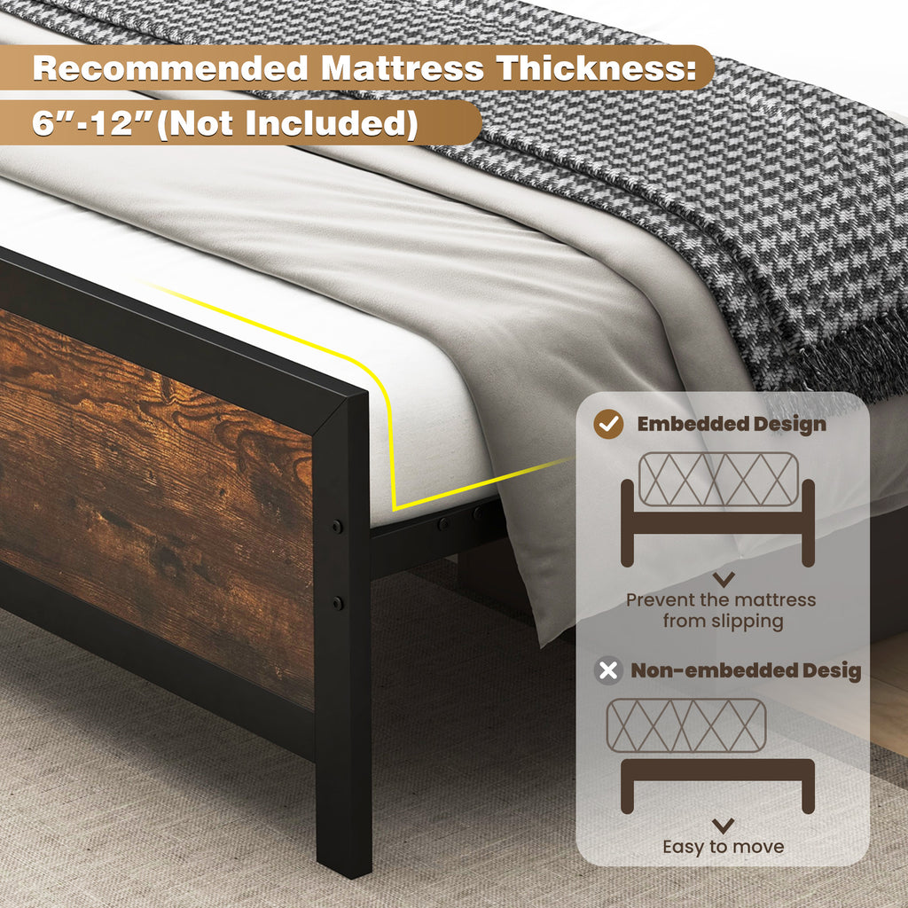 Metal Bed Frame with Headboard & Footboard – Queen, Style A