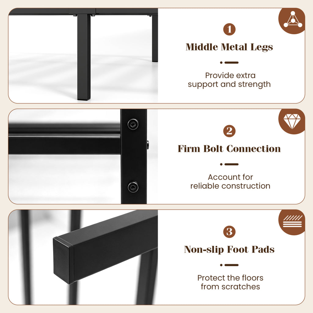 Metal Bed Frame with Upholstered Headboard - Twin Size