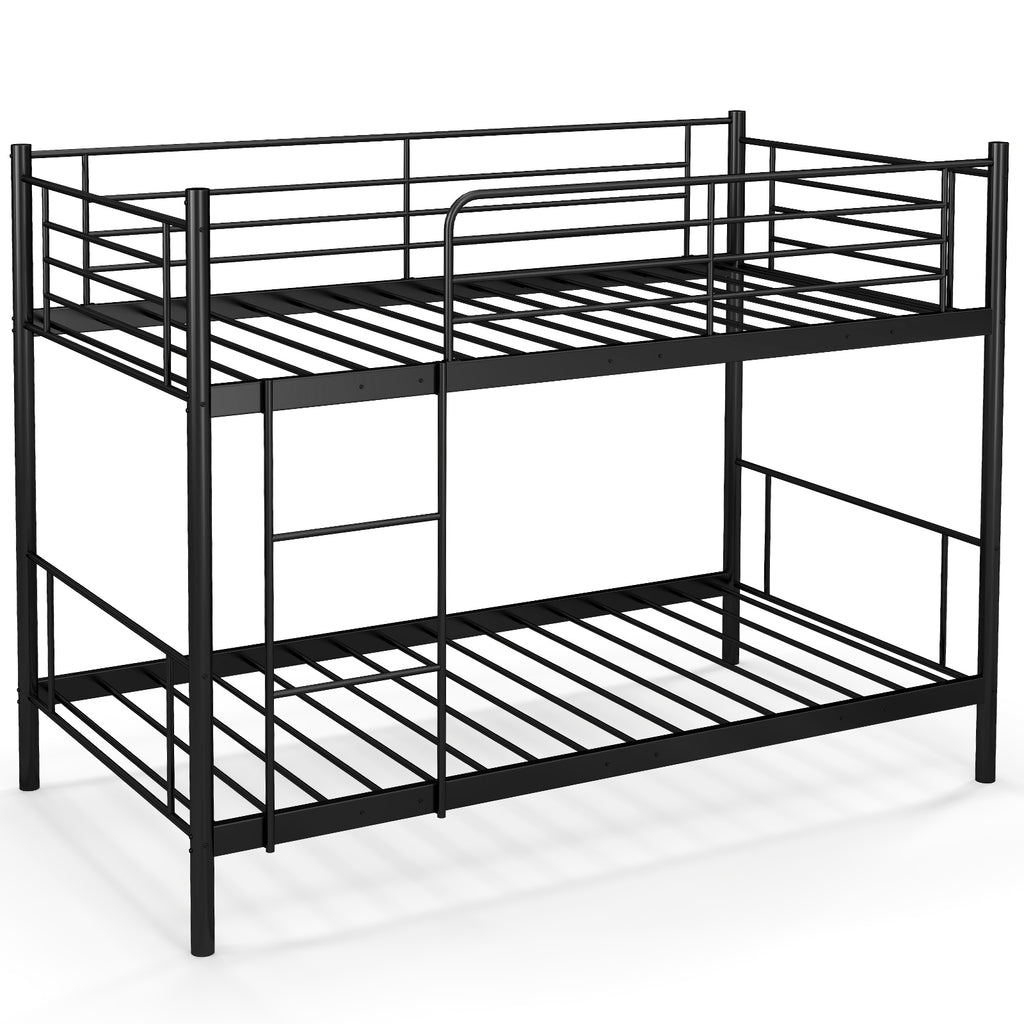 Metal Bunk Bed with Ladder and Guardrails - Black
