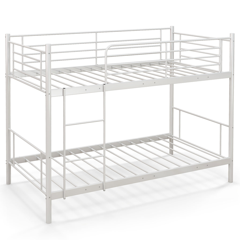 Twin Over Futon Bunk Bed with 2 Ladders & Guardrails - Black