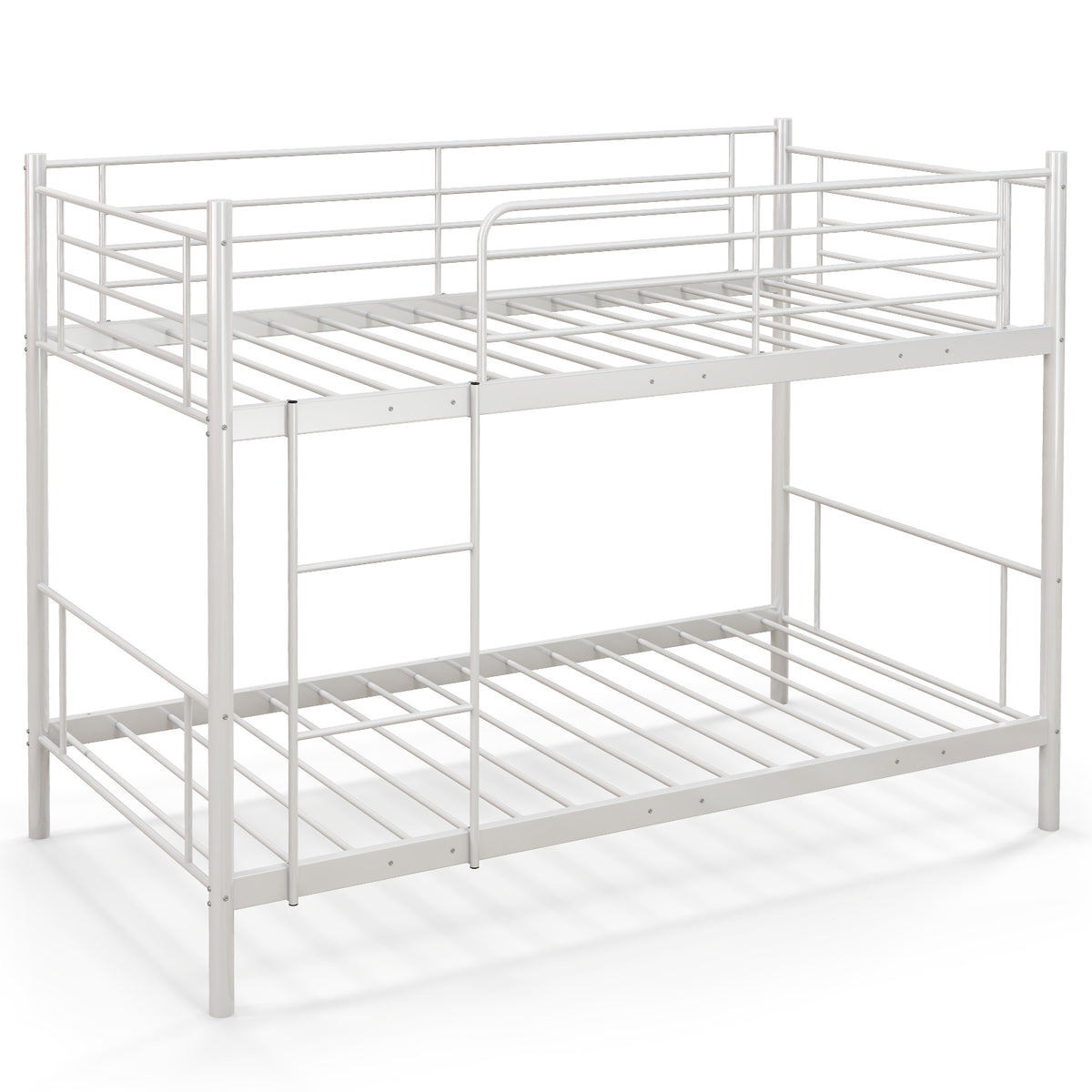 Twin Over Futon Bunk Bed with 2 Ladders & Guardrails - Black
