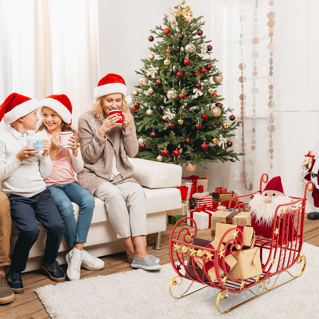Metal Christmas Santa Sleigh with Large Cargo Area - 39 x 14 x 24 Inch Holiday Decor
