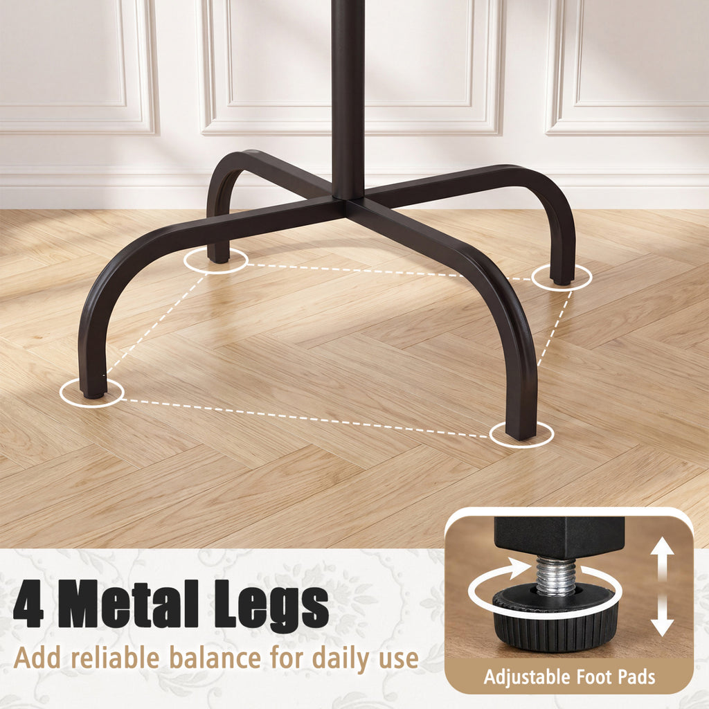 Metal Coat Rack Freestanding 16 Hooks - Black