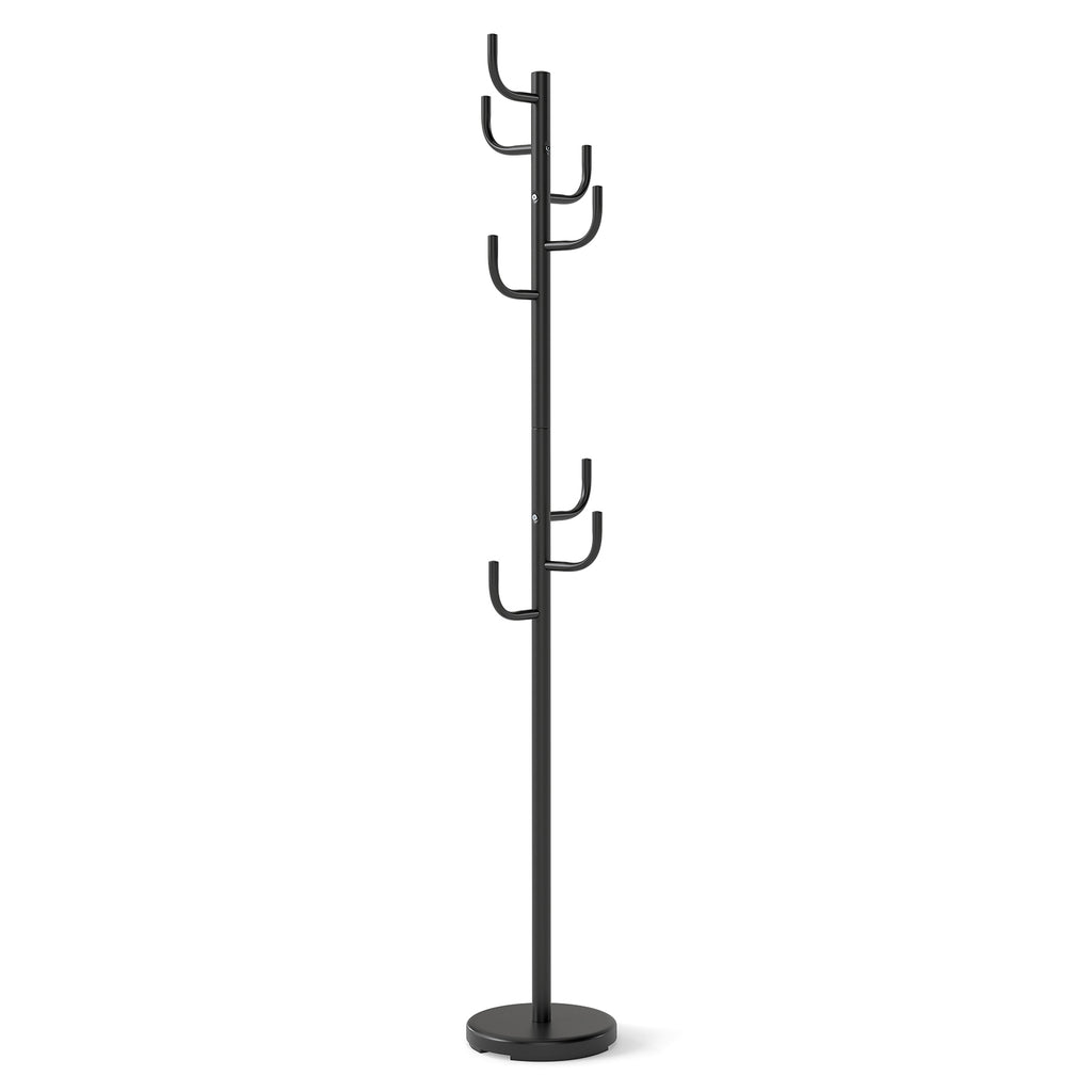 Metal Coat Rack Stand with 8 Hooks and Metal Base