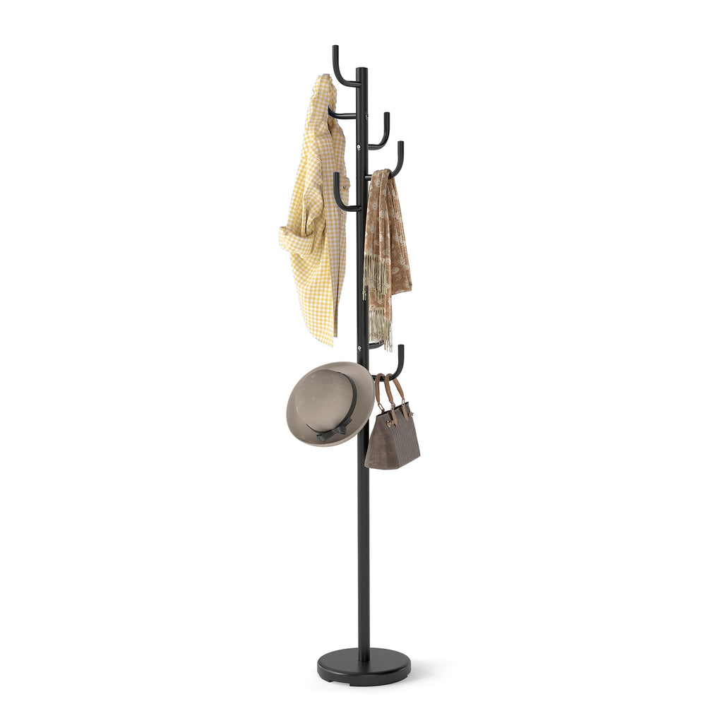 Metal Coat Rack Stand with 8 Hooks and Metal Base