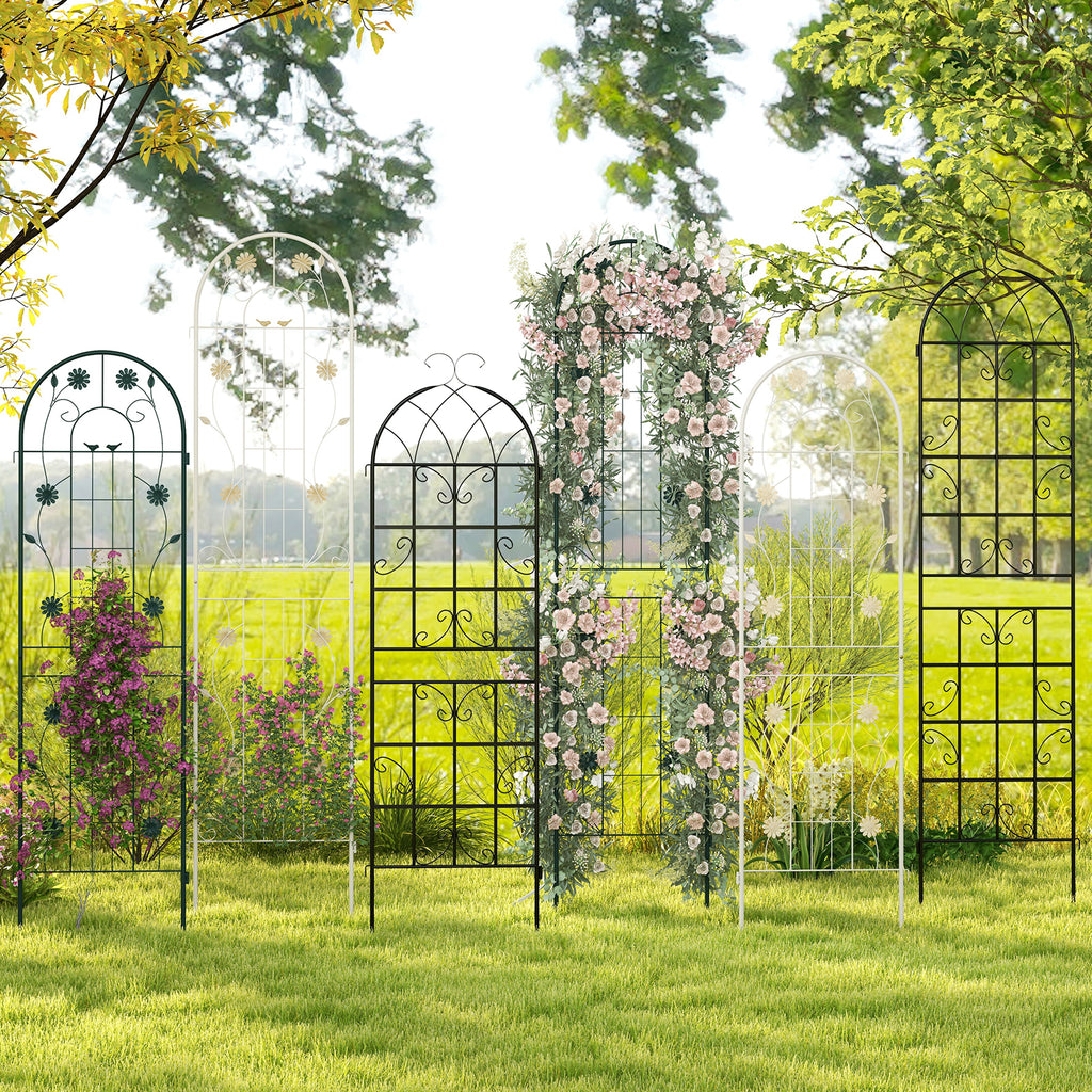 Metal Garden Trellis for Climbing Plants - 2 Pack, 86.5 x 20", Green