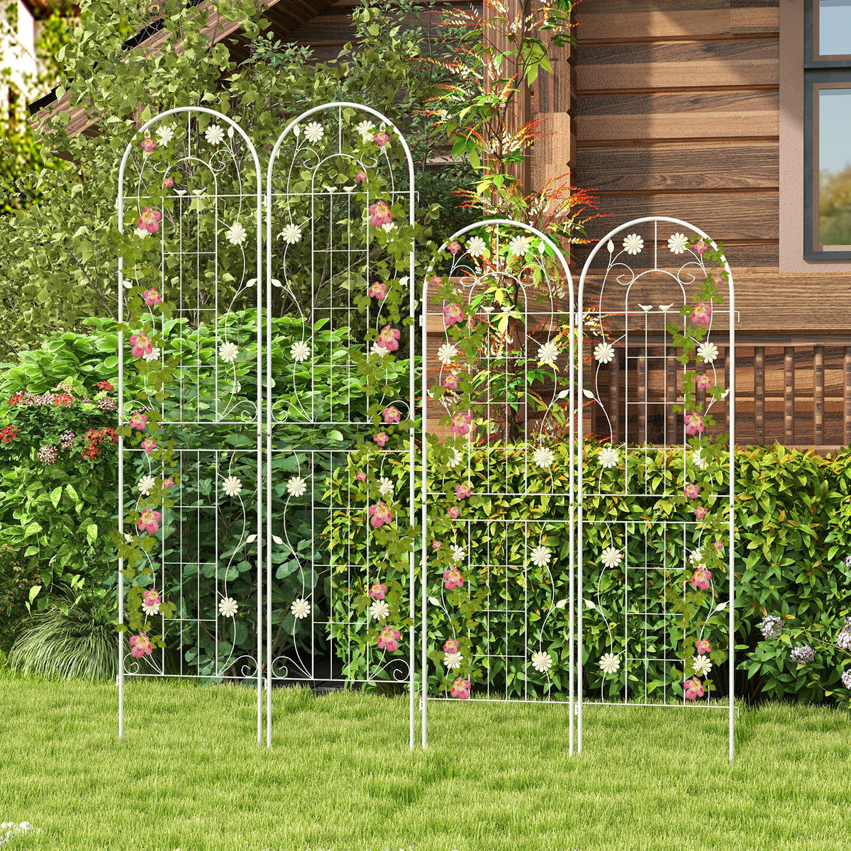 4 Pack 71 x 20 Inches Metal Garden Trellis for Climbing Plants