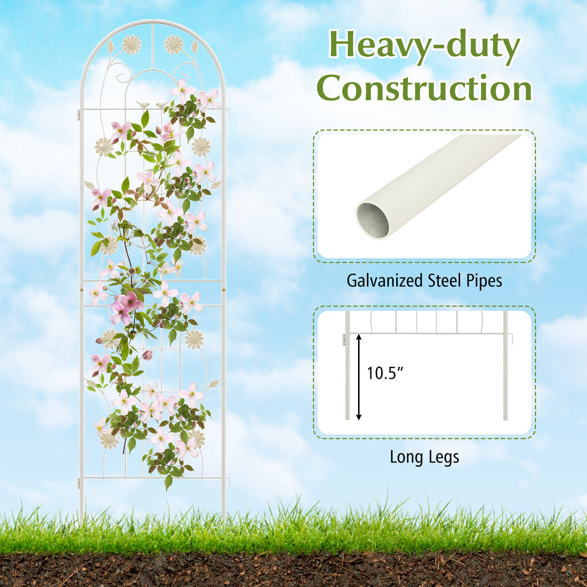 4 Pack 71 x 20 Inches Metal Garden Trellis for Climbing Plants