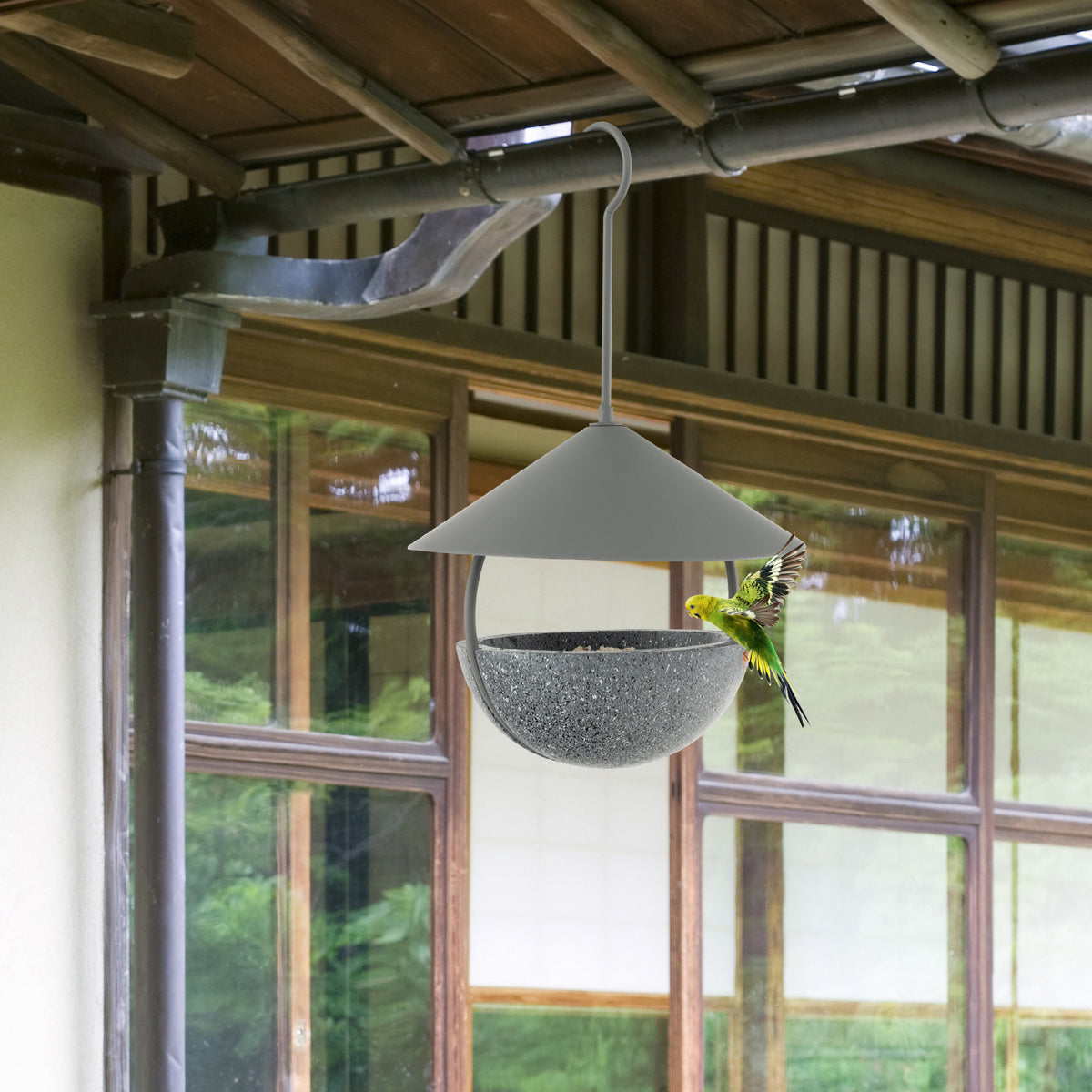 2-in-1 Metal Bird Feeder and Bath with Weatherproof Dome - Hanging Wildlife Bird Bath & Feeder