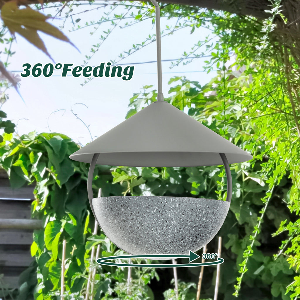 2-in-1 Metal Bird Feeder and Bath with Weatherproof Dome - Hanging Wildlife Bird Bath & Feeder