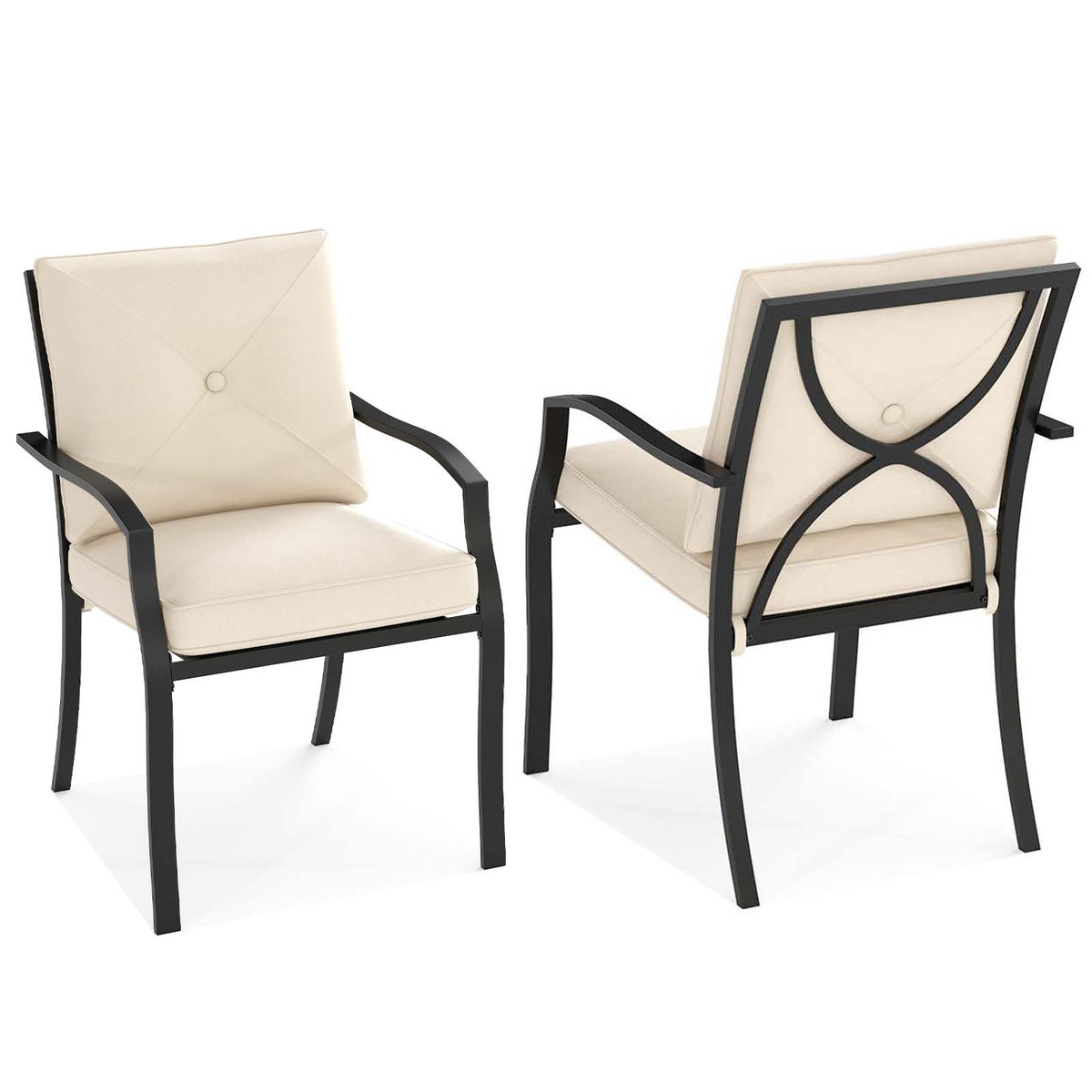 Metal Outdoor Dining Chair Set of 2 Stackable Patio Chairs with