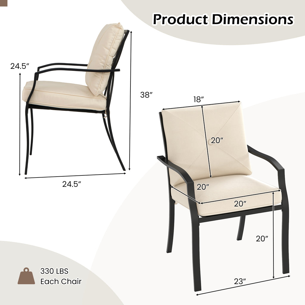 Metal Outdoor Dining Chair Set of 2 Stackable Patio Chairs with