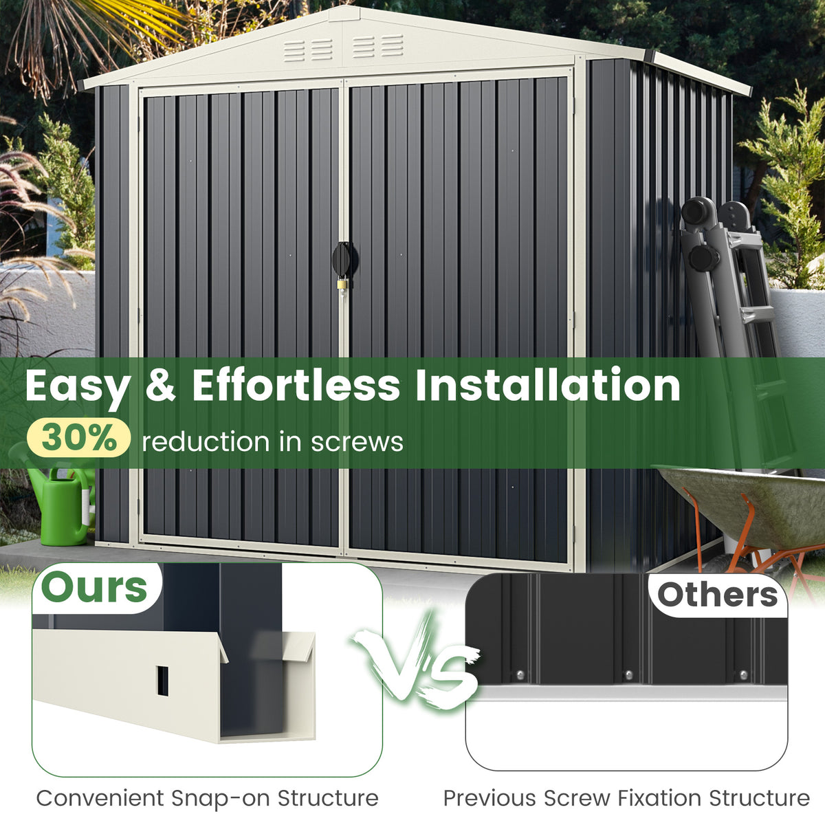7 x 4 Feet Metal Outdoor Storage Shed with Lockable Door