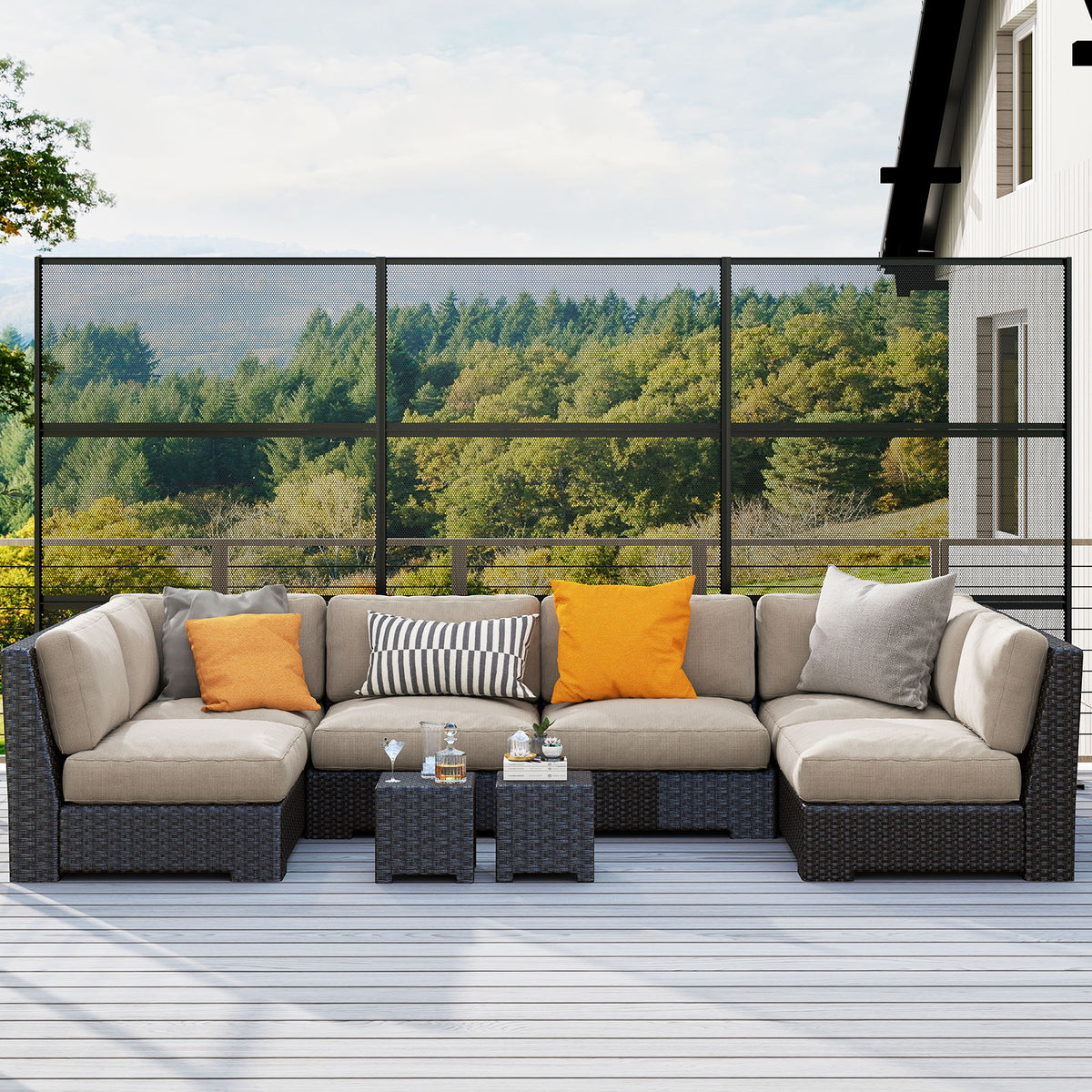 Hexagonal Black Metal Privacy Screen with Expansion Bolts & Connection Screws - Outdoor Indoor