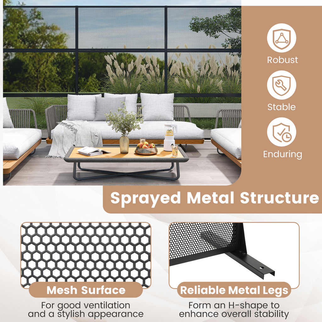 Hexagonal Black Metal Privacy Screen with Expansion Bolts & Connection Screws - Outdoor Indoor